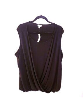 Avenue Faux Wrap Lightweight Sleeveless Black Top Size 22/24 NWT